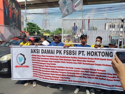 Ratusan Buruh PT Hoktong Tuntut Penghapusan PHK Sepihak dan Pembayaran Hak Pekerja
